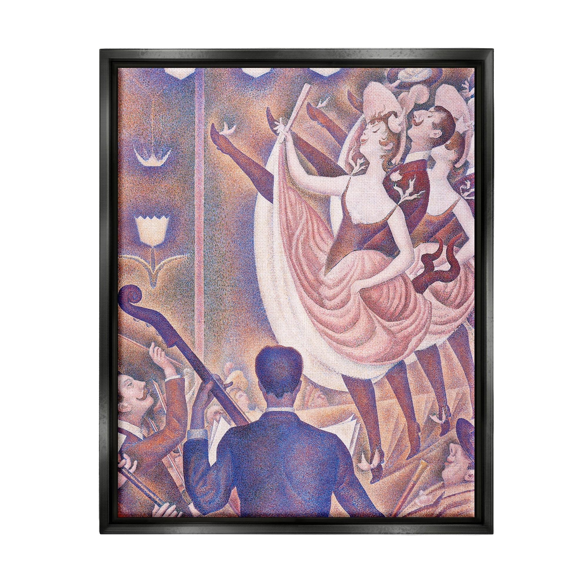 Stupell Industries La Chahut Classic Georges Seurat Painting Dance Portrait Painting Metallic Gold Floating Framed Canvas Print Wall Art, Design by one1000paintings