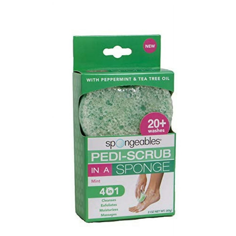 Spongeables Pedi-scrub Foot Buffer, The Soap is In The Sponge, Contains  Peppermint and Tea Tree Oil, Foot Exfoliating Sponge, 20+ Washes, Mint  Scent