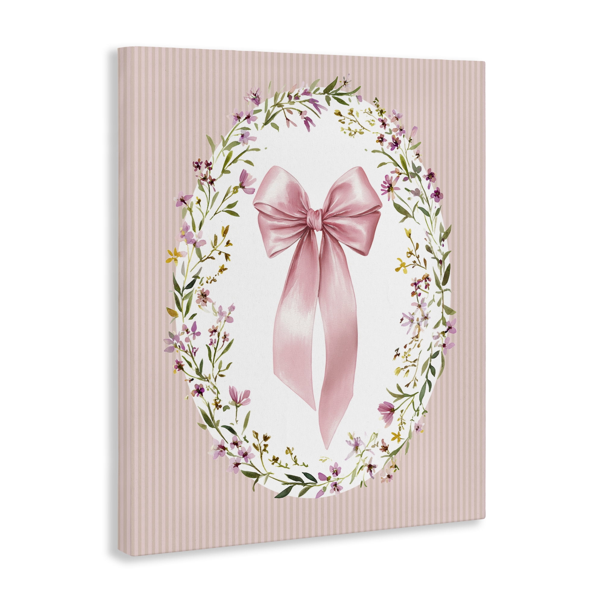 Stupell Industries Ribbon with Oval Florals Canvas Wall Art, design by Christine Simpson Art
