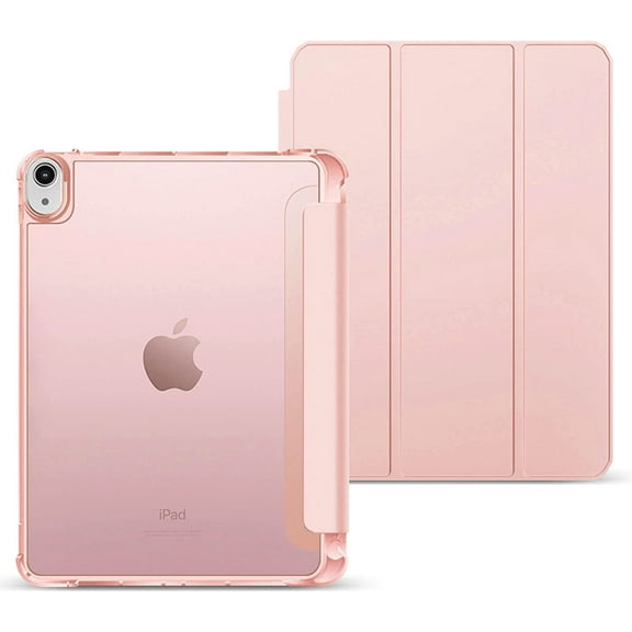 Timoom iPad Air 5th / 4th Generation Case with Pencil Holder 10.9 Inch 2022/2020, Slim Shockproof Smart Cover with Translucent Frosted Hard Back Shell, Auto Sleep/Wake for iPad Air 5/4, Pink