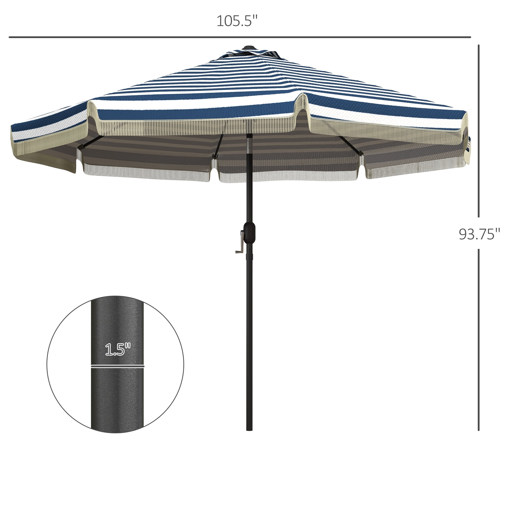 Outsunny 9ft Patio Umbrella with Tilt, Ruffled Outdoor Umbrella, Blue
