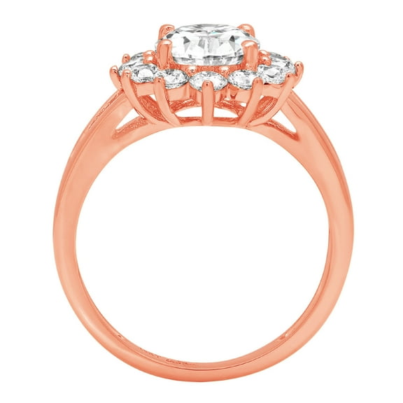 2.72 ct Oval Cut White Sapphire Halo Engagement Ring for Women in 18K Rose Gold