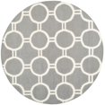 thumbnail image 2 of SAFAVIEH Dhurrie Sloane Geometric Circles Wool Area Rug, Grey/Ivory, 6' x 6' Round, 2 of 5