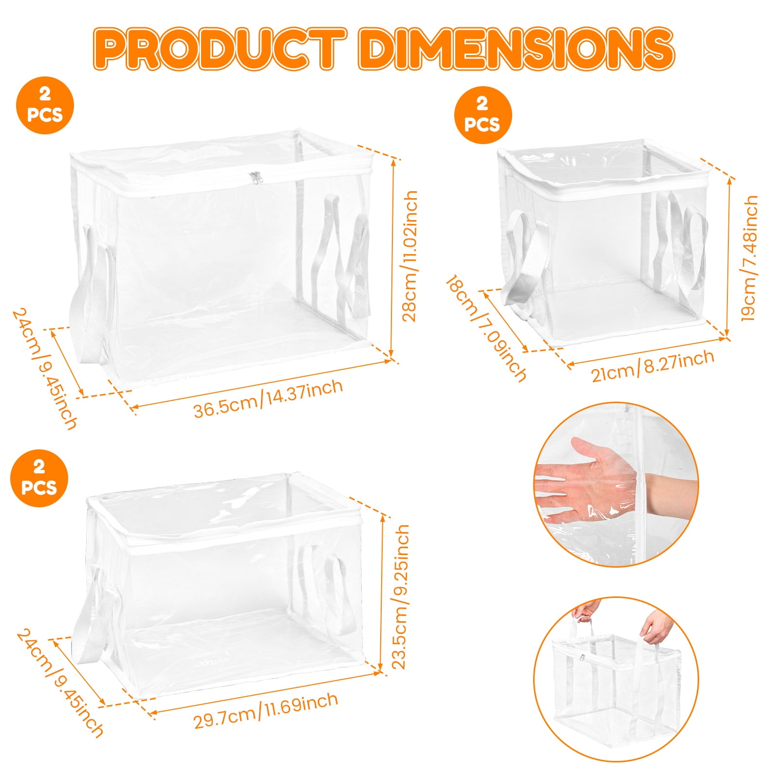 6Pcs Toy Storage Bag with Handle and Zipper Clear PVC Toy Organizer Bag Multipurpose for Doll Board Game Building Block