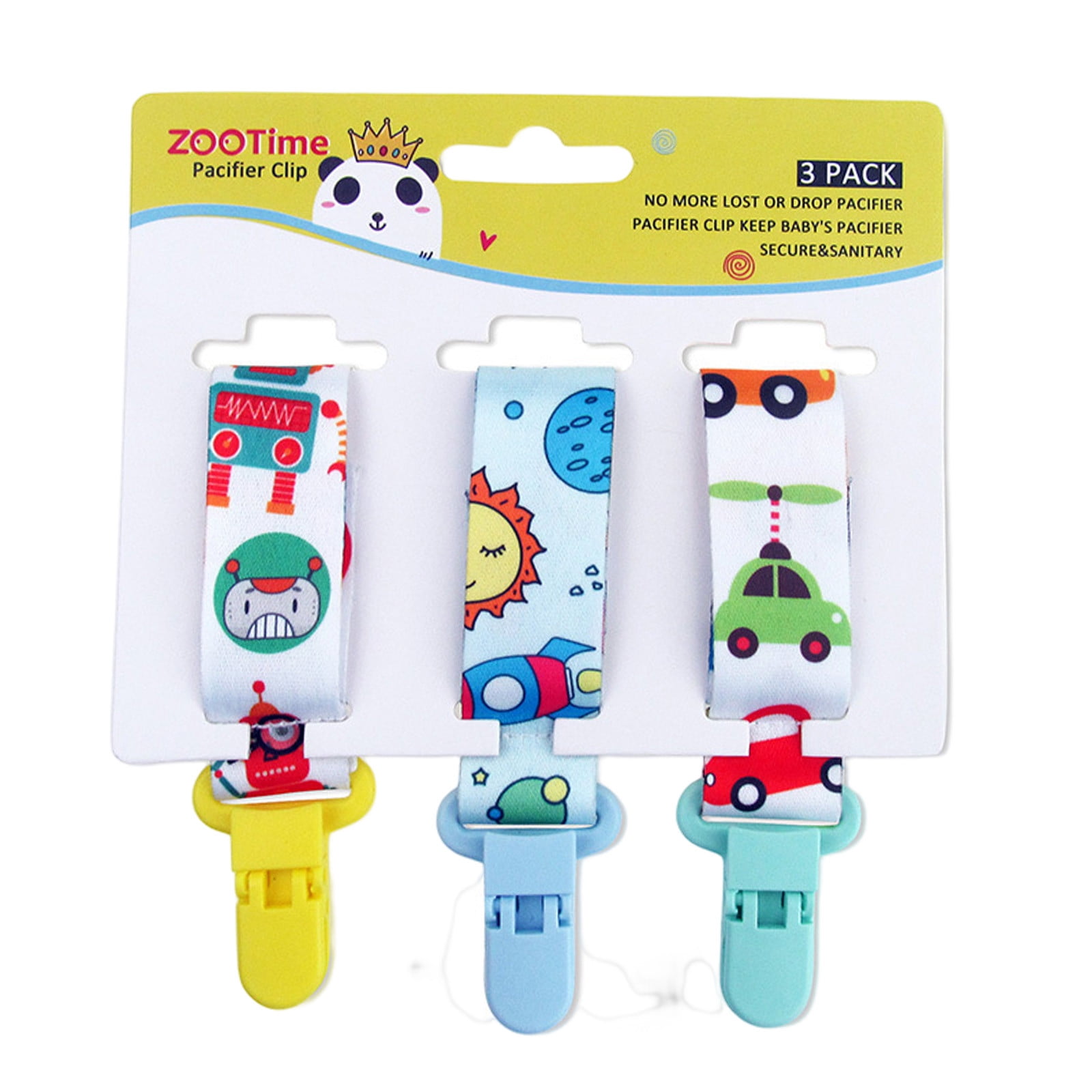 TEPgvh Pacifier Clips, 3 Pack Universal Holder Leash for Boys and Girls,D,One Size