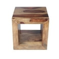 thumbnail image 4 of Cube Shape Rosewood Side Table With Cutout Bottom, Brown, 4 of 7