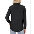 thumbnail image 3 of Siliteelon Casual Button Down Shirts for Women Black Long Sleeve Wrinkle Free Dress Shirts Work Office Blouse Tops with Pocket, 3 of 8
