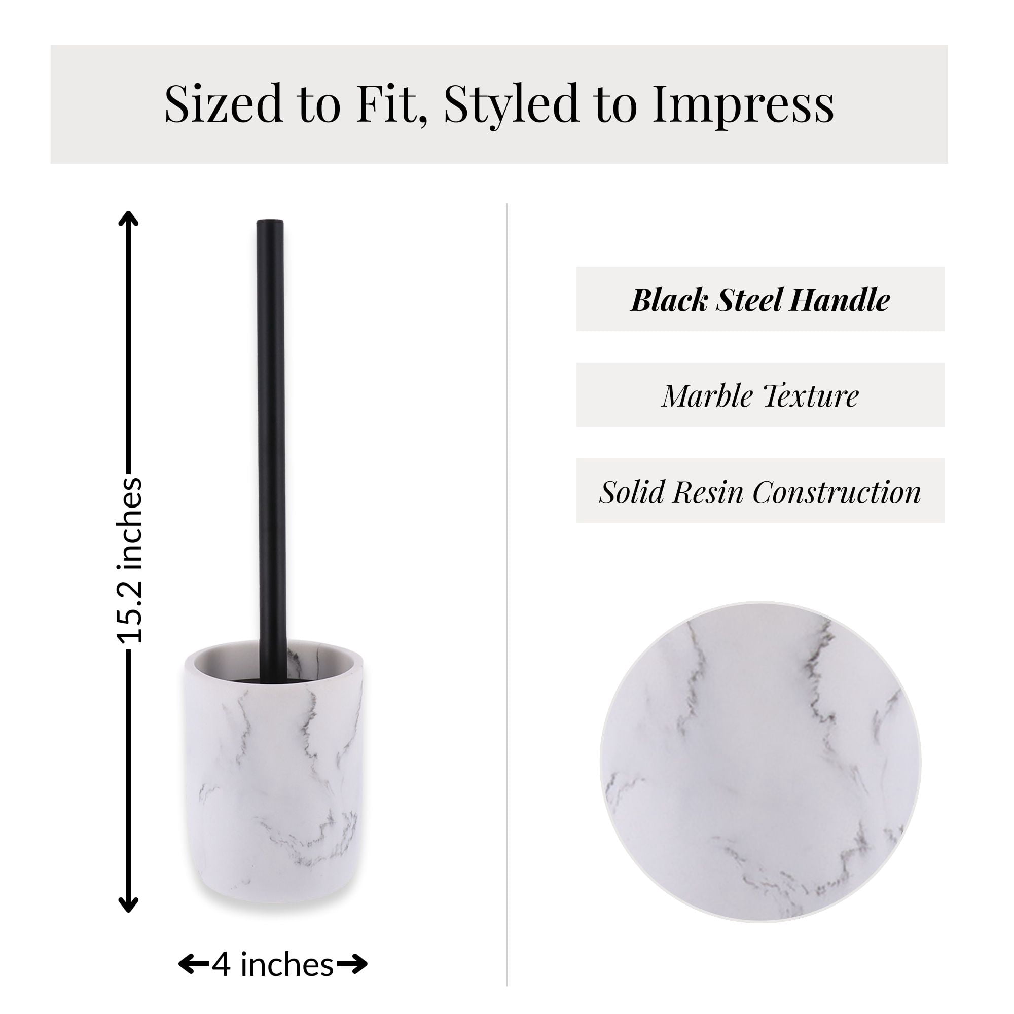 White Marble Toilet Brush and Holder Set