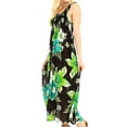 thumbnail image 3 of Sakkas Iyabo Women's Sleeveless Casual Summer Floral Print Dress Maxi Long Stretch - B-Green - One Size, 3 of 5