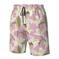 thumbnail image 6 of Uemuo Lilies Flowers Pattern Men's Swim Trunks Hawaiian Beach Bathing Suit Swimsuits Beach Quick-Dry Shorts with Pockets-X-Large, 6 of 9