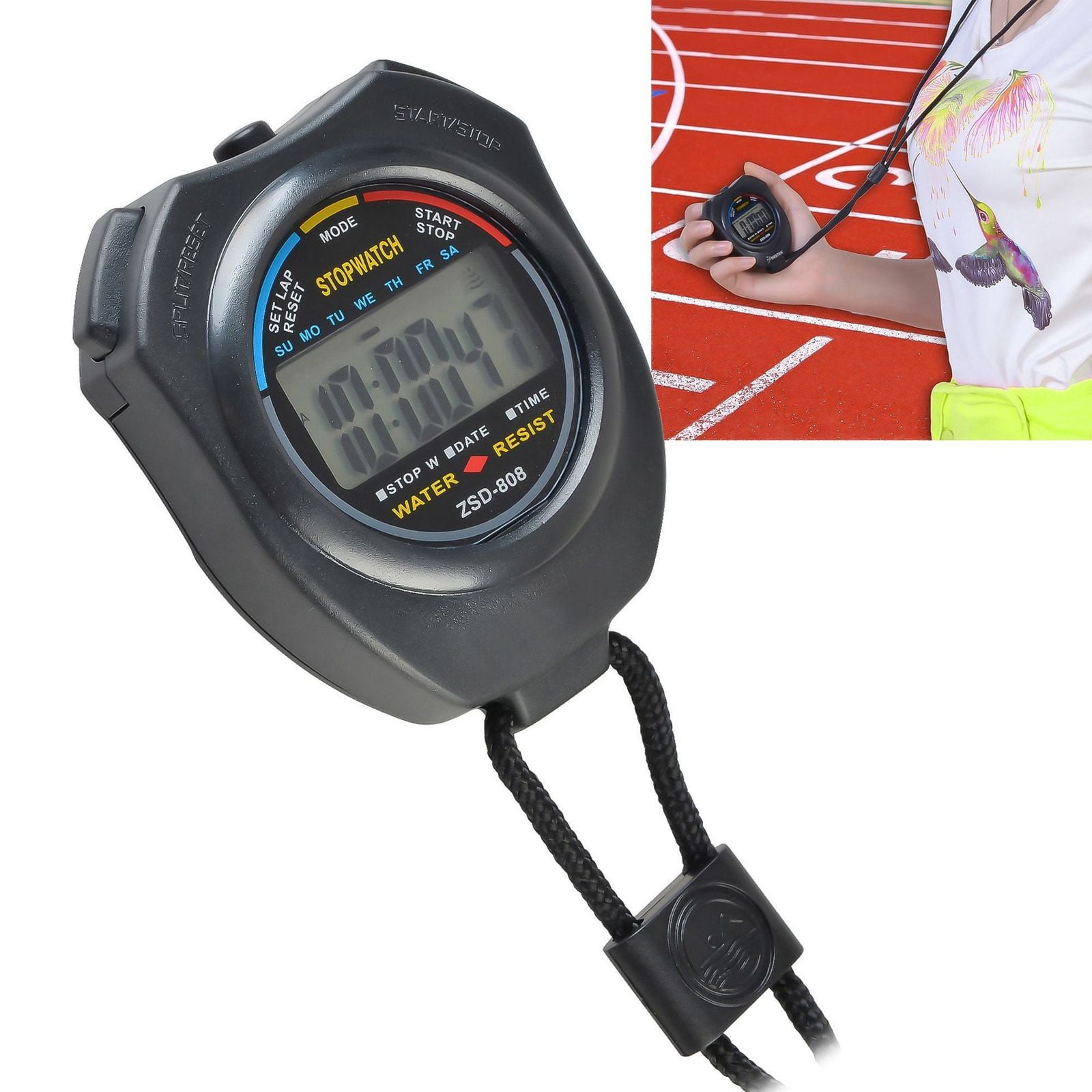 Electronic LCD Timer Digital Sport Stopwatch Date Time Alarm Counter Chronograph 