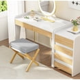 thumbnail image 4 of Bamboohomie Folding Foot Rest Ottoman, Bamboo X-Leg with Padded Cushion, Foldable Stool, Gray, 4 of 7