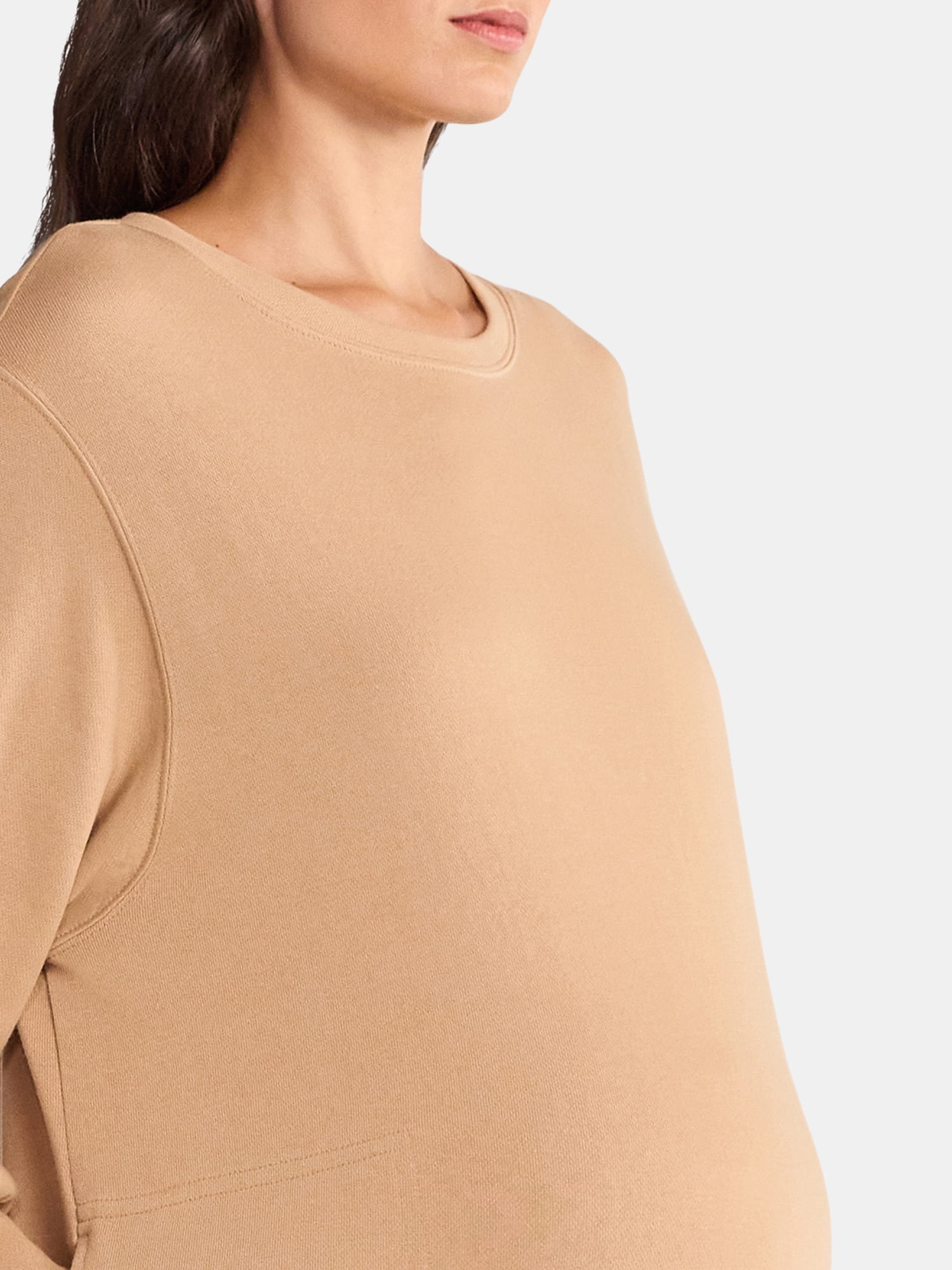 Time and Tru Women's Maternity French Terry Sweatshirt Dress with Long Sleeves, Sizes S-XXL