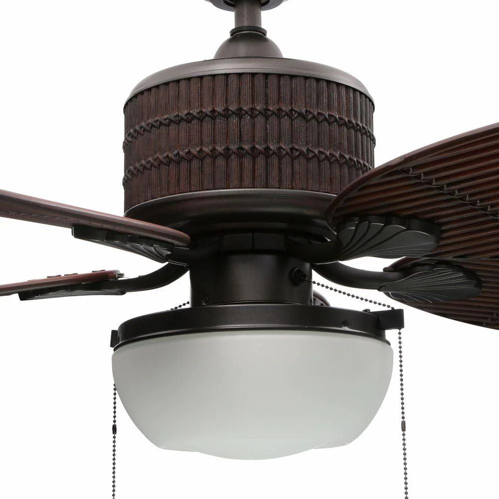 Tahiti Breeze 52" Natural Iron Ceiling Fan  Glass White Opal Frosted 