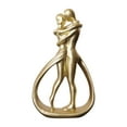thumbnail image 2 of perfk Couple Statue Lovers Sculpture for Tabletop Entrance Cabinet Home Decoration Gold, 2 of 8