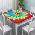 thumbnail image 3 of Colorful Tie Dye Mandala Pattern Square Fitted Tablecloth with Elastic Edge,Square Table Cover,Washable Elastic Table Cover for Home Kitchen Party Decor 34"x34", 3 of 6