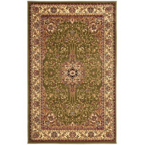 SAFAVIEH Lyndhurst Gabriella Traditional Bordered Area Rug, Sage/Ivory, 5'3" x 5'3" Round