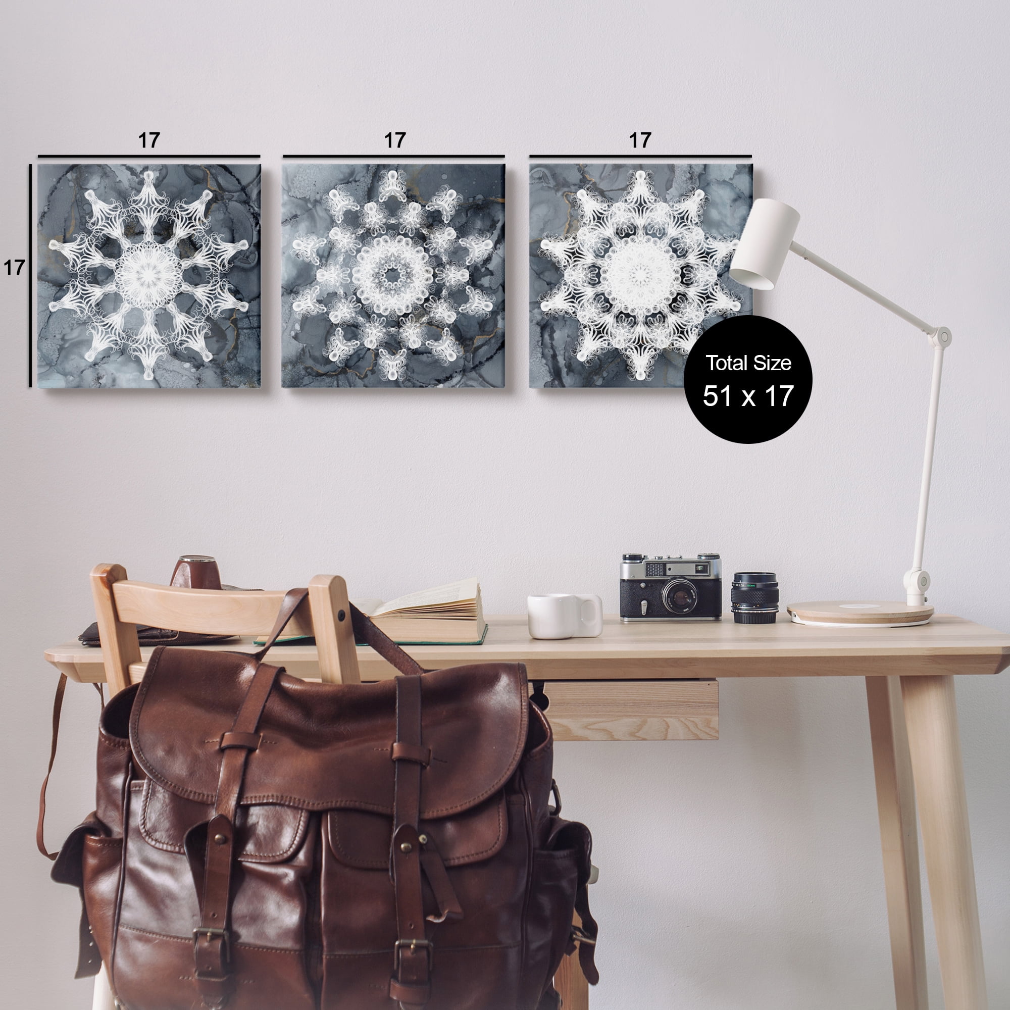 Stupell Industries Boho Fractal Patterns Abstract Painting Gallery Wrapped Canvas Art Print Wall Art, 17 x 17, Set of 3