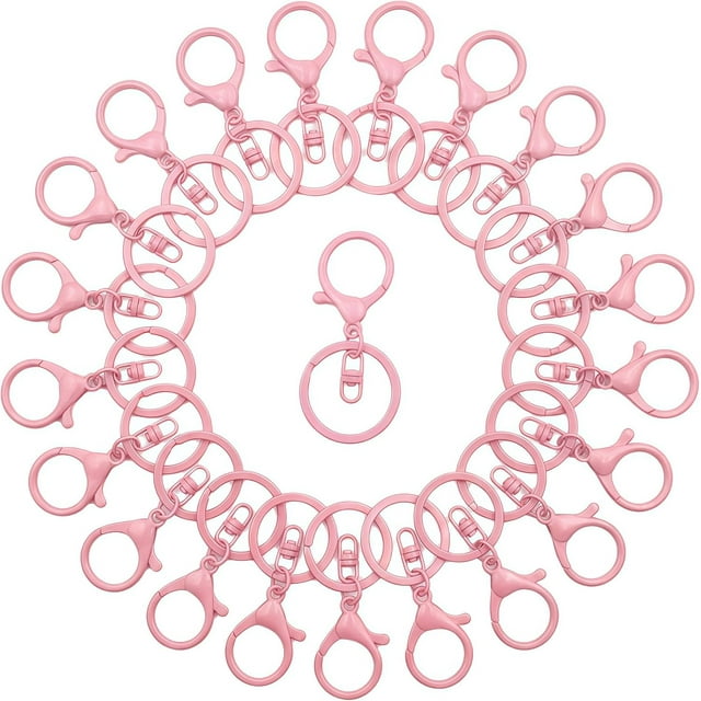Lobster Claw Clasps for Keychains 24Pcs Metal Large Lobster Claw Clasps Flat Split Key Chain Rings Bag Charm Clip Keychain Clip Hooks for DIY Key Chain Supplies Accessories.,Pink