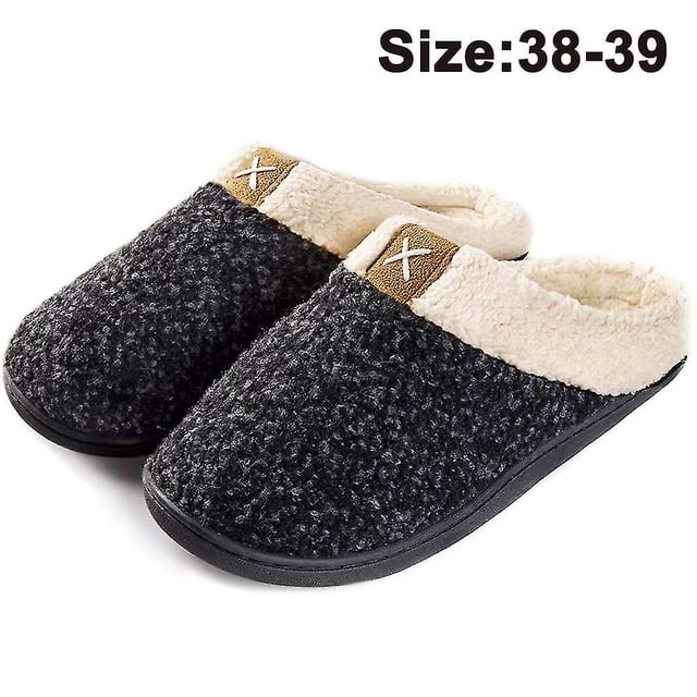Pantuflas Acogedoras Viscoelásticas Con Suela De Goma Antideslizante S 38-39 Negro