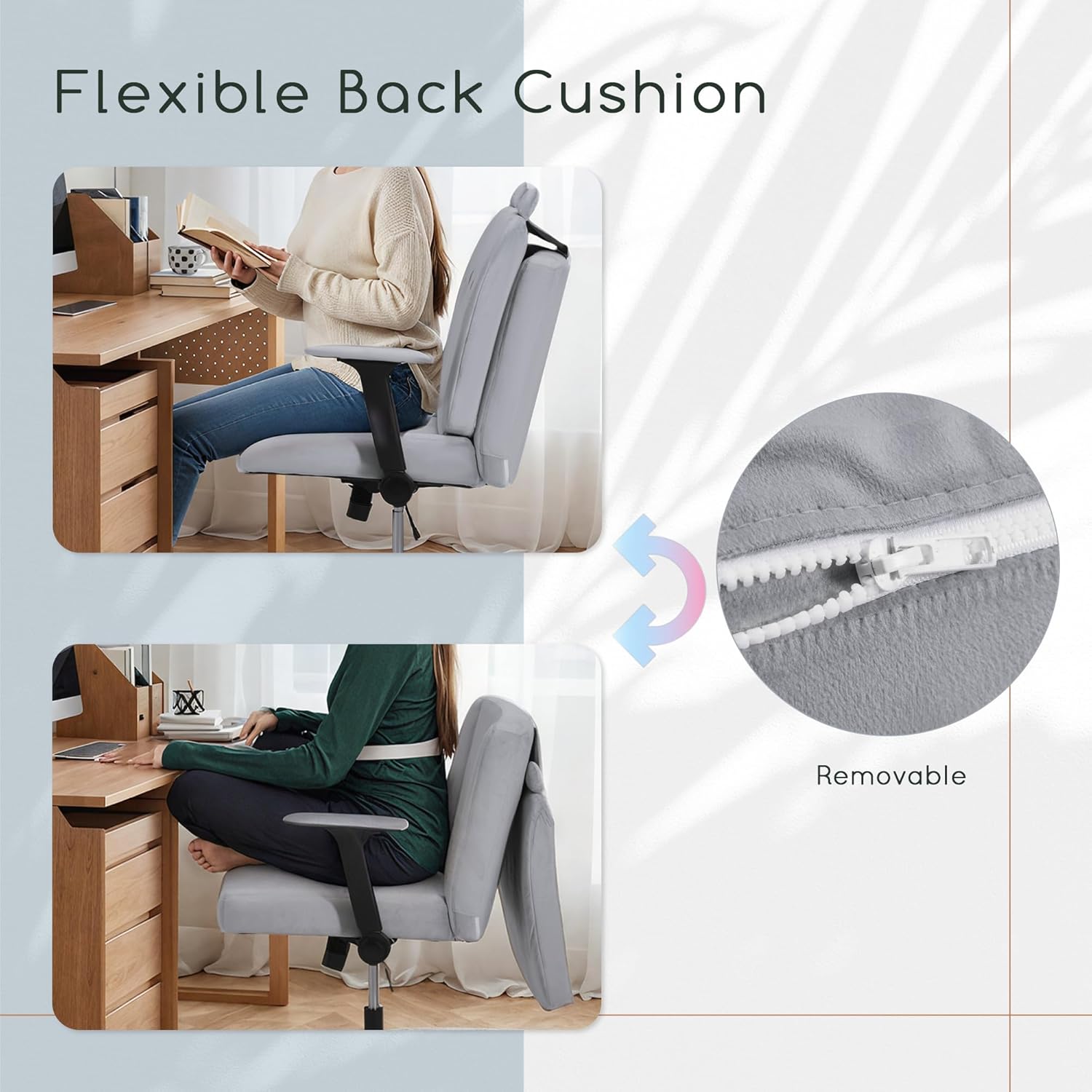 Vicluke Criss Cross Chair with Wheels, Oversized Office Chair Featuring Extra-Wide Seat & Adjustable Backrest for Home Office, Cute & Comfortable Chair for Dressing, Gaming, Reading(Gray)