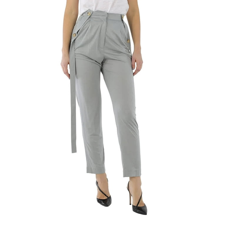 Burberry Ladies Heather Melange Strap Detail Jersey Tailored Trousers,  Brand Size 4 (US Size 2)