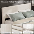 thumbnail image 3 of Eastvita King Size Bed Frame with 4 Storage Drawers - Platform Bed with Upholstered Channel Tufted Wingback Headboard Strong Wooden Slats Support No Box Spring Needed Beige, 3 of 7