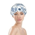 thumbnail image 2 of Gray Conch Shell Shower Cap, Reusable Bath Hair Hat for all Hair Lengths Hair Cover with Elastic Band Double Waterproof Layers Bathing Hat, 2 of 5