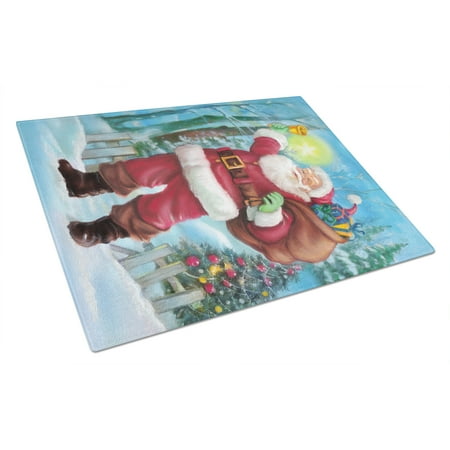 

Carolines Treasures APH5001LCB Christmas Santa Rining the Bell Glass Cutting Board Large 12H x 16W multicolor