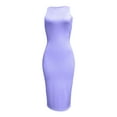 thumbnail image 2 of Lovelywholesale Casual O Neck Skinny Light Purple Mid Calf Dress, 2 of 4