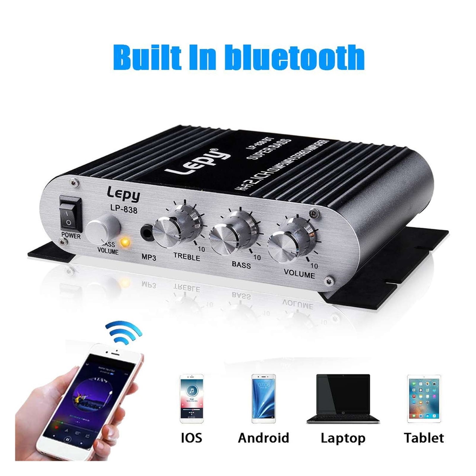 Upgrade 600W Bluetooth Power Amplifier 2.1 Channel Hi-Fi Stereo Speakers Amplifier Audio Sound Home Theater Amplifier Super Bass