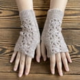 thumbnail image 6 of Xfvqtps Fingerless Gloves for Womens Thumb Hole Wrist Knitting Crochet Flower Hollow Out Solid Color Fashion Thermal Warm Winter Mittens Coffee, 6 of 9