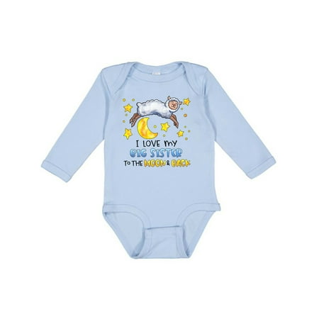 

Inktastic I Love My Big Sister to the Moon and Back Cute Sheep Gift Baby Boy or Baby Girl Long Sleeve Bodysuit