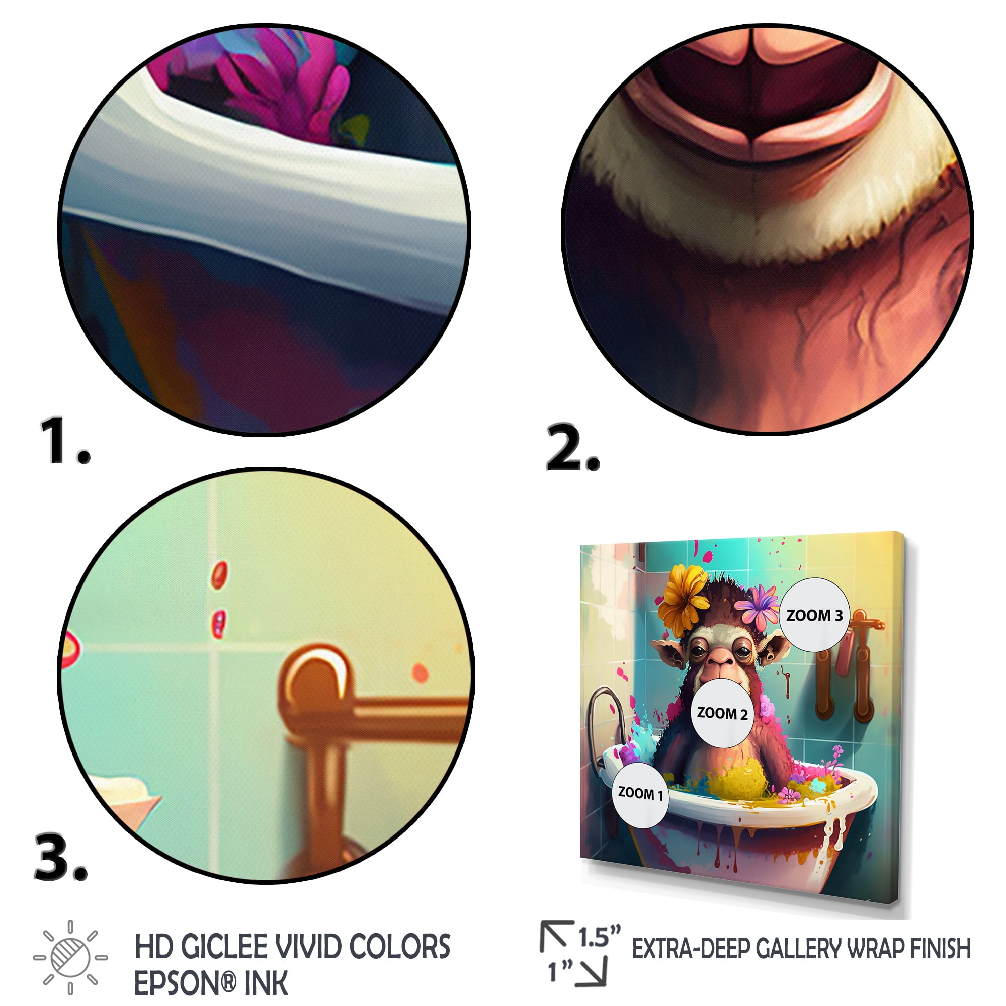 Designart Cute Monkey Taking A Bath Canvas Wall Art