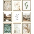 thumbnail image 2 of PixonSign Framed Canvas Print Wall Art Set - Calming Botanicals Elegant Floral Poster Art - Set of 9 Nature Wilderness Floral Plants Photography Wall Décor for Living Room - 8"x10" Natural, 2 of 5