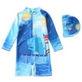 thumbnail image 2 of Gelikeya Baby Boy Swimsuit One Piece Long Sleeve Zipper Bathing Suit UPF 50+ Sun Protection Rashguard Swimwear with Hat Blue 2-3 Years, 2 of 7