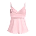 thumbnail image 4 of Women's Babydoll Tops Sleeveless V Neck Peplum Crop Wrap Top Cute Summer Tie Front Camisole, S, 4 of 5