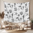thumbnail image 2 of Gray Coastal Tapestry for Bedroom Wall Hanging Tapestry, Retro Nautical Starfish Coral Jellyfish Ceiling Backdrop Tapestries Poster Blanket Wall Decor for Teens Room Living Room Dorm 55" x 73", 2 of 8