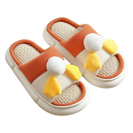 

New Womens Indoor Slippers Linen Open Toe House Mens Flat Slippers Shoes