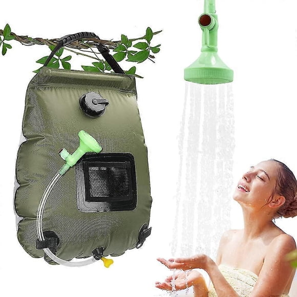 Bolsa de ducha solar. Bolsa de ducha de viaje para camping de 20 l, portátil, con agua caliente y energía solar.
