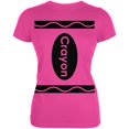thumbnail image 1 of Halloween Crayon Costume Hot Pink Juniors Soft T-Shirt, 1 of 1