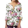 thumbnail image 6 of Nrmvnmi Womens Floral Prints Blouses & Button-Down Shirts 3/4 Sleeve Henley Fall Tops Trendy 2024 Boho Prints Shirts Casual Loose Comfy Tunic Blouses, 6 of 6