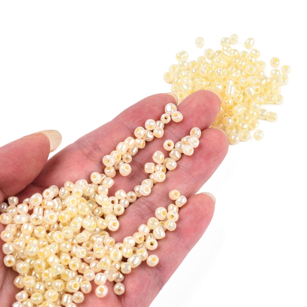 Glass Seed Beads Ceylon Round Lemon Chiffon 6/0 4mm Hole: 1.5mm about 4500pcs/pound DIY