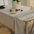 thumbnail image 2 of Mantel de lino y algodón con borlas, cubierta de Mesa de Color sólido para cocina, comedor, fiesta, granja, accesorios de decoración de mesa, 2 of 4