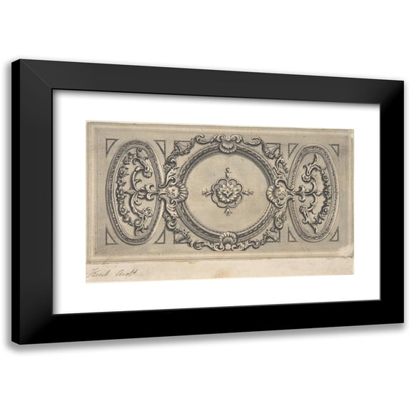 Isaac Ware 14x10 Black Modern Framed Museum Art Print Titled - Design for a Staircase Ceiling (ca. 1756)