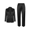 thumbnail image 5 of Mifsaly Womens Suits 2 Piece Set Business Casual Silk Satin Open Front Long Sleeve Jacket and High Waisted Straight Leg Pants with Pockets Lightweight Soft Office Work Matching Outfits Black,XXXL, 5 of 5