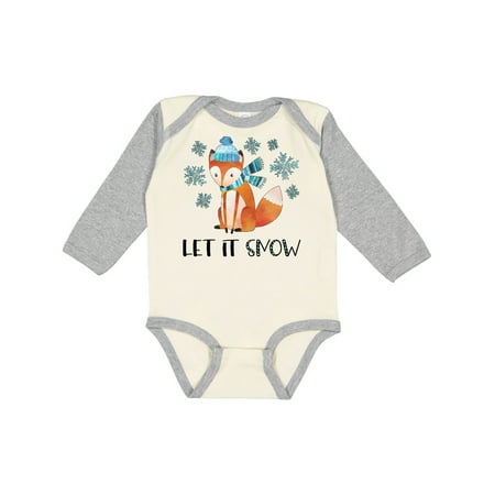 

Inktastic Let it Snow Cute Orange Fox in Hat and Scarf Gift Baby Boy or Baby Girl Long Sleeve Bodysuit