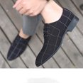thumbnail image 4 of Xfvqtps New Mens Dress Shoes Large Size British Style Grid Printing Pointy Toe Lace up Breathable Comfortable Fashion Formal Business Casual Leather Shoes Black, 4 of 9