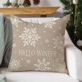 thumbnail image 4 of Hello Winter Snowflake Christmas Throw Pillow Cover 18x18 Inch Beige Outdoor Neutral Christmas Decorations Xmas Holiday Decorative Throw Pillow Case for Home Living Room Bedroom Couch Decor, 4 of 6
