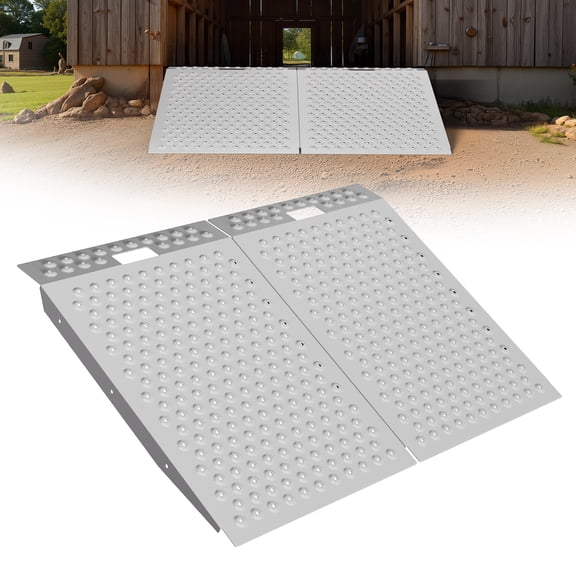 VNN 36" x 48" Shed Ramp with Anti-Slip Surface, 1500 lbs Capacity Alloy Steel Ramp for Lawn Mowers, ATVs, Tractors & Motorcycles,Silver 2PCS